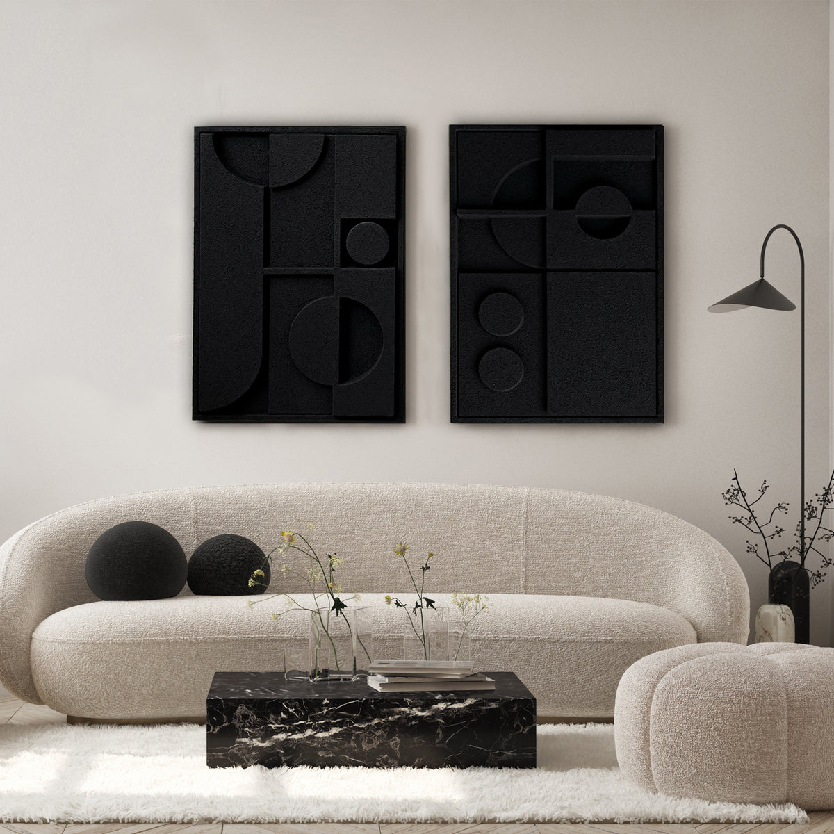 SHAPES 3,4 Set of 2 Wall Reliefs 